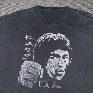 90s/00s Bruce Lee Kung Fu Martial Arts Faded Black Tee